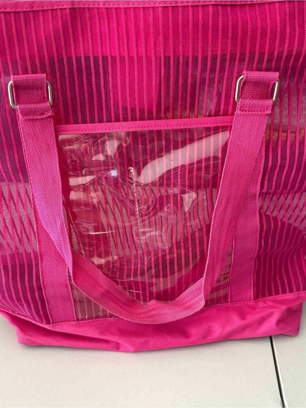 Bright Pink Women's Clear Tote Bag - Stylish Beach & Everyday Carry
